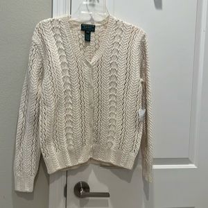 Ralph Lauren Cream Cable Knit Cardigan